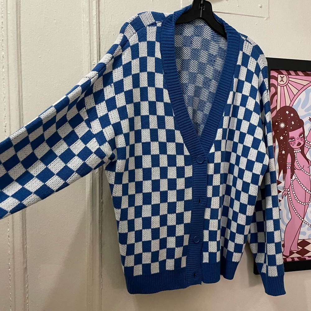 NWOT Checkered Cardigan